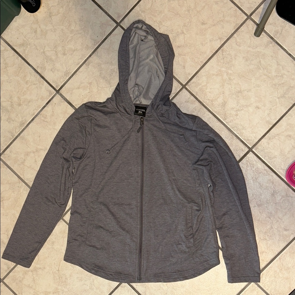 32 Degrees Cooling Charcoal Gray Hooded Jacket With Two pockets size L